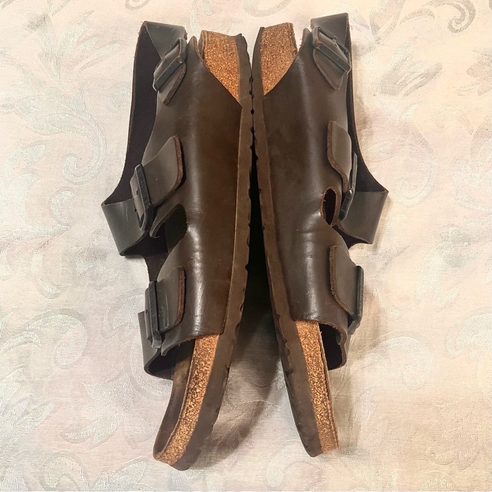 Birkenstock Milano Sandals Habana Brown Oiled Leather Adjustable Strap 44EU 12US - Picture 6 of 10
